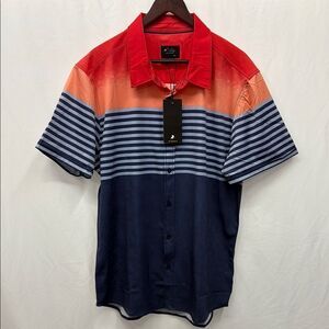 lois extensible Vibrant Red and Blue Casual Button Down Shirt